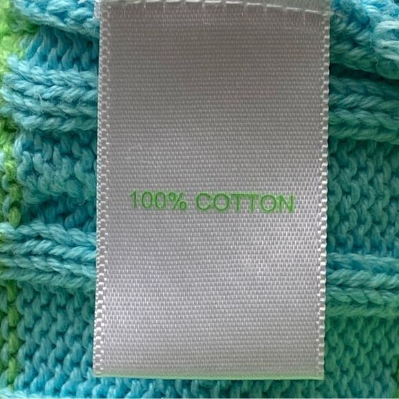 Y2K Lilly Pulitzer Blue/ Green Logo Striped Cable Knit Sweater Size Extra Small - Picture 13 of 16
